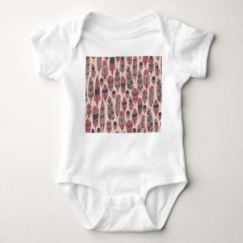 Abstract feathers colorful vintage background baby bodysuit