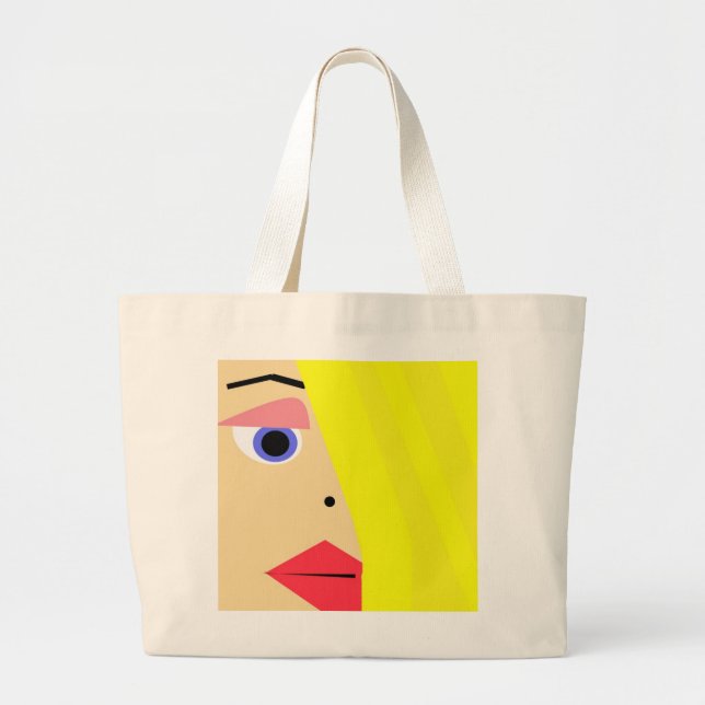 Abstract Female Cartoon Face Tote (Front)