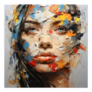 Abstract Female Face Colors Photo Print