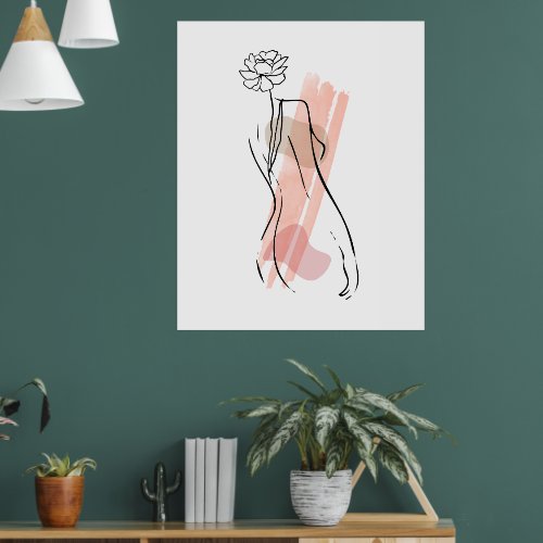 Abstract Female Figure Line Art Boho Wall Art Post