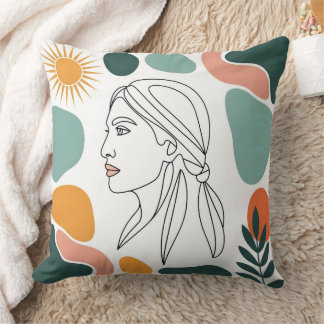 Abstract Female Portrait Throw Pillow