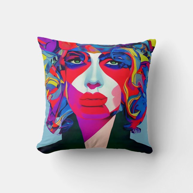 Abstract Female Throw Pillow (Front)