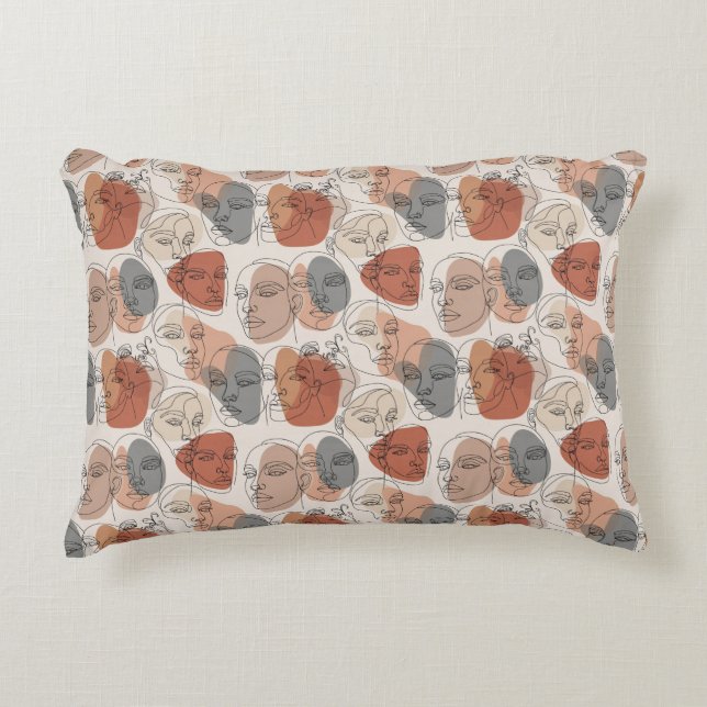 Abstract Feminine Face Pattern Accent Pillow (Front)
