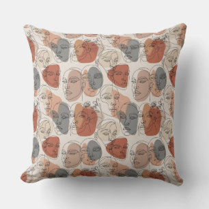 Abstract Feminine Face Pattern Throw Pillow