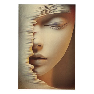 Abstract Feminine Face Wall Art – Modern Textured