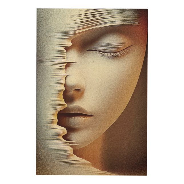 Abstract Feminine Face Wall Art – Modern Textured (Front)