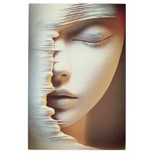 Abstract Feminine Face Wall Art – Modern Textured