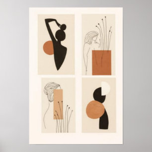 Abstract Feminine Wall Art Set Modern Minimalist
