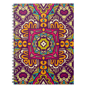 Abstract festive colorful grunge ethnic tribal pat notebook