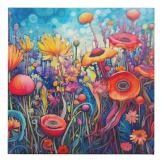 Abstract Field of Flowers Faux Canvas Print