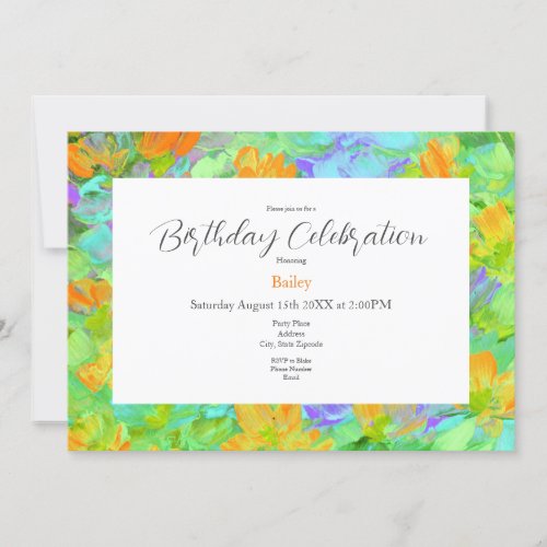 Abstract Field of Yellow Orange Poppies Invitation