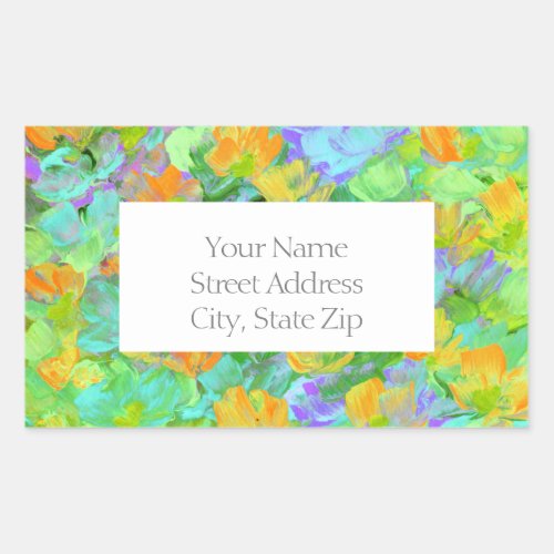 Abstract Field ofYellow Orange Poppies labels