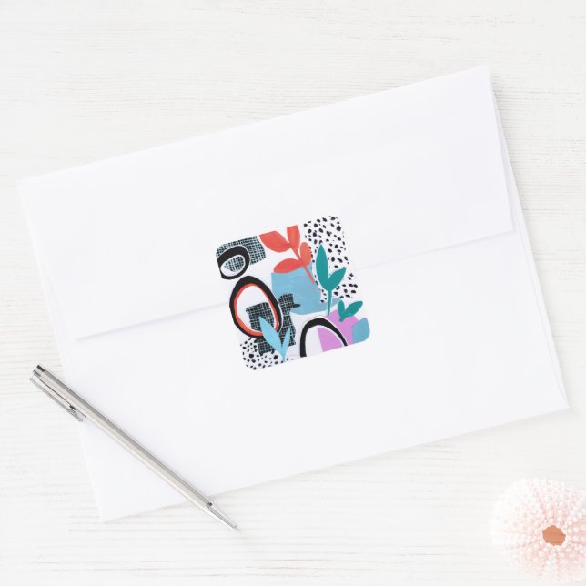 Abstract Field Trip Square Sticker (Envelope)