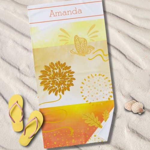 Abstract Fields of Gold Personalized Beach Towel