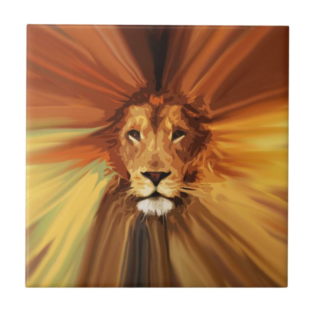 Abstract Fierce Lion Ceramic Tile (Front)