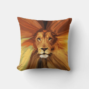 Abstract Fierce Lion Throw Pillow