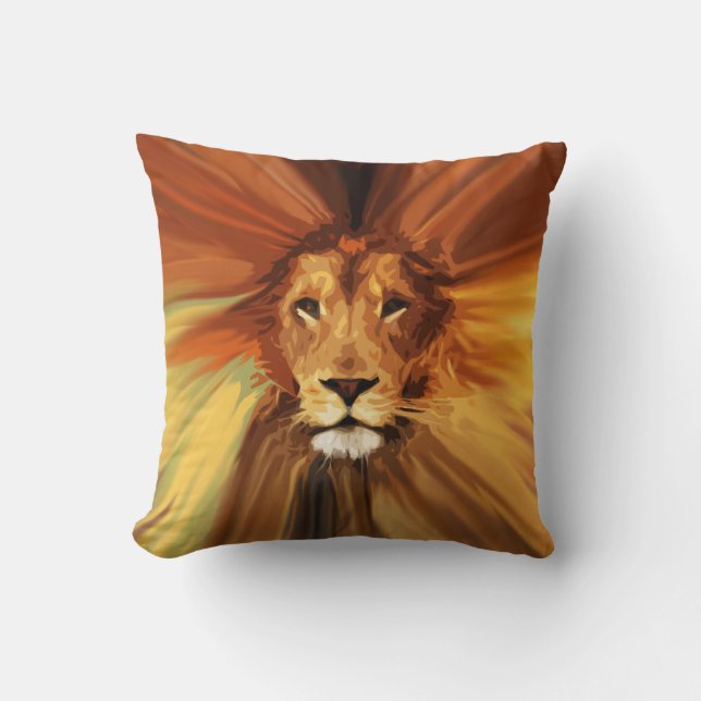 Abstract Fierce Lion Throw Pillow (Front)