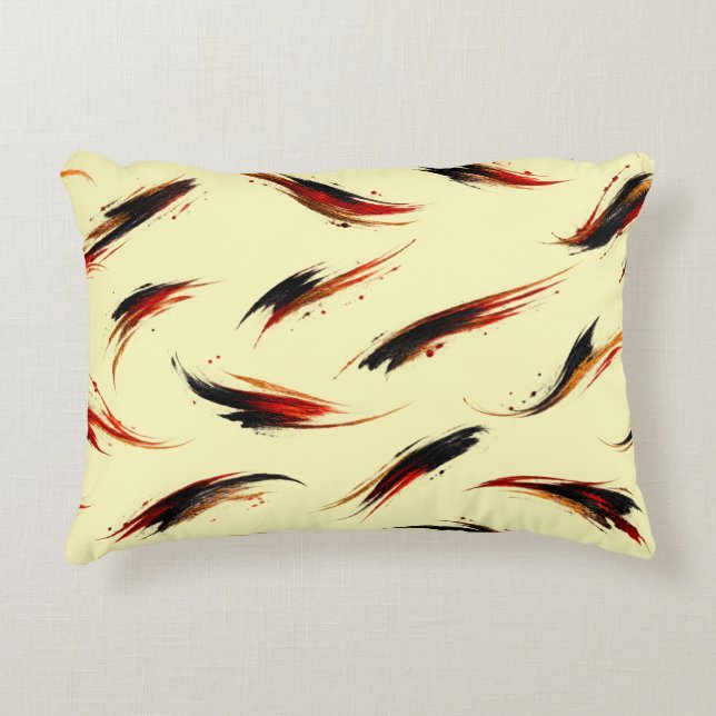 Abstract Fiery Brush Strokes Pattern Accent Pillow (Front)