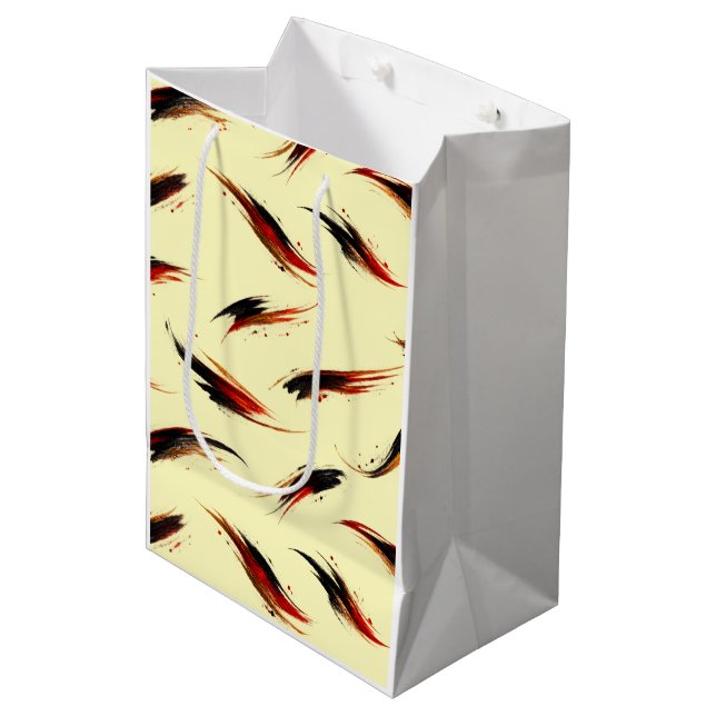 Abstract Fiery Brush Strokes Pattern Medium Gift Bag (Front Angled)