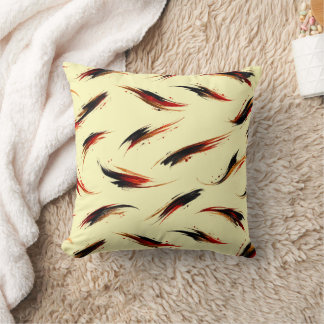 Abstract Fiery Brush Strokes Pattern Throw Pillow