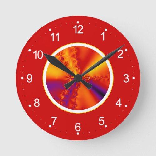 Abstract Fiery Fractal Gradient Round Clock
