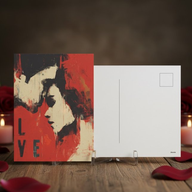 Abstract Fiery Red Couple in Love Valentine's Day Holiday Postcard (Creator Uploaded)