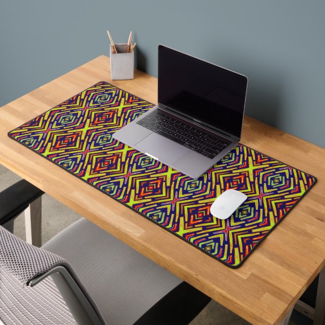 Abstract Fiery Red Yellow Purple Desk Mat (Office 2)