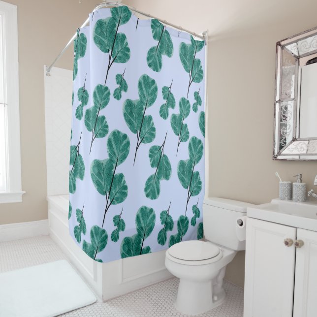 Abstract Fig Leaf Pattern For Plant Loving People Shower Curtain (In Situ)