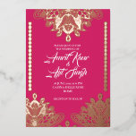Abstract Filigree on Fuchsia Foil Invitation