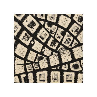 Abstract Film Strips Collage Wood Wall Art