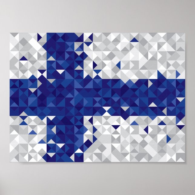 Abstract Finland Flag, Finnish Colors Poster (Front)