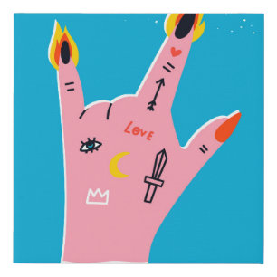 Abstract fire fingers faux canvas print