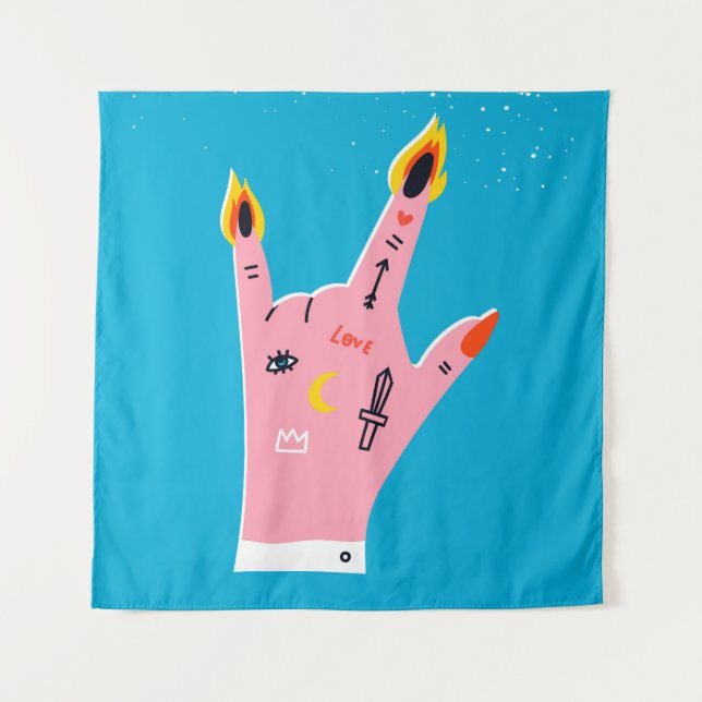Abstract fire fingers tapestry (Front)