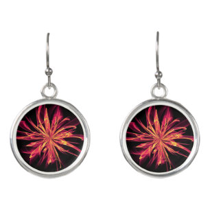 Abstract Fire Flower Earrings