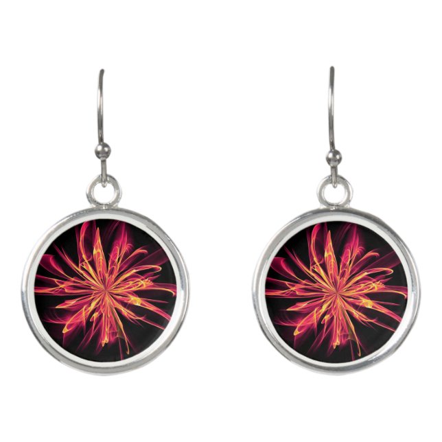 Abstract Fire Flower Earrings (Front)