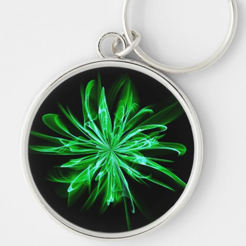 Abstract Fire Flower _ Green Keychain