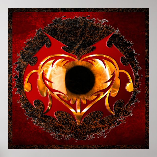 Abstract Fire Heart Eye Poster (Front)