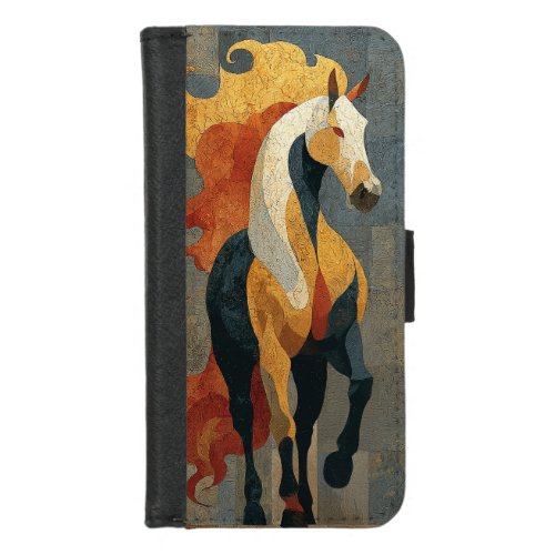 Abstract Fire Horse – Bold Modern Equine Art iPhone 8/7 Wallet Case
