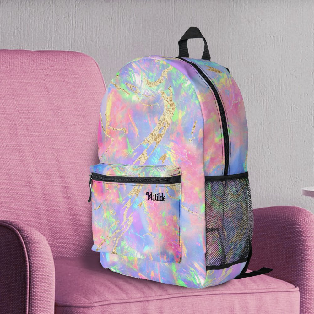 Abstract Fire Opal Inspired Texture Custom Name Printed Backpack