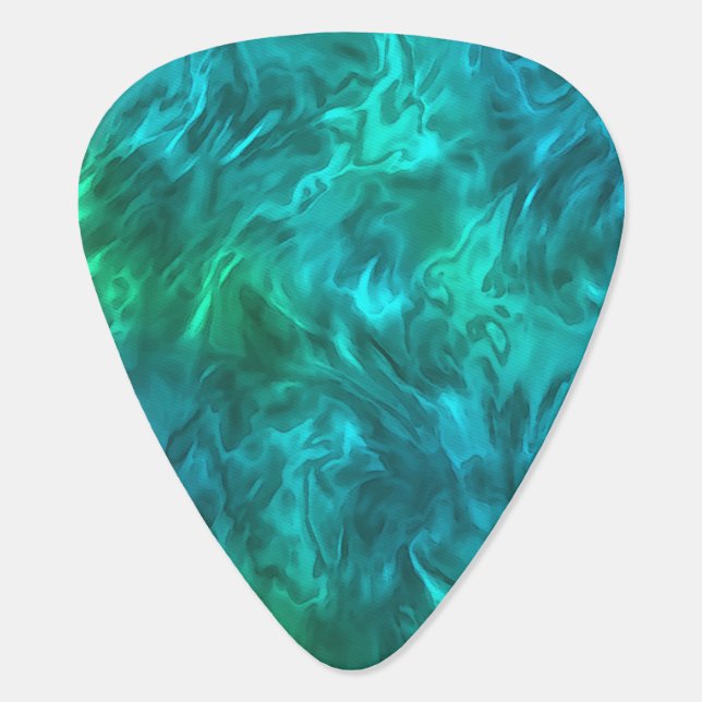 Abstract Fire Teal Guitar Pick (Back)