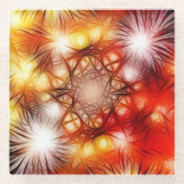 Abstract Fireworks Stars Background Glass Coaster (Front)