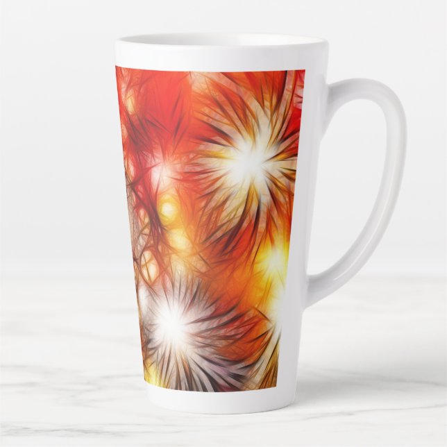 Abstract Fireworks Stars Background Latte Mug (Right)
