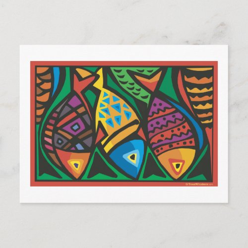 Abstract Fish Art Design Postcard