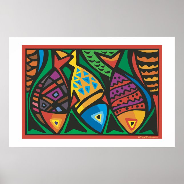 Abstract Fish Art Design Poster (Front)