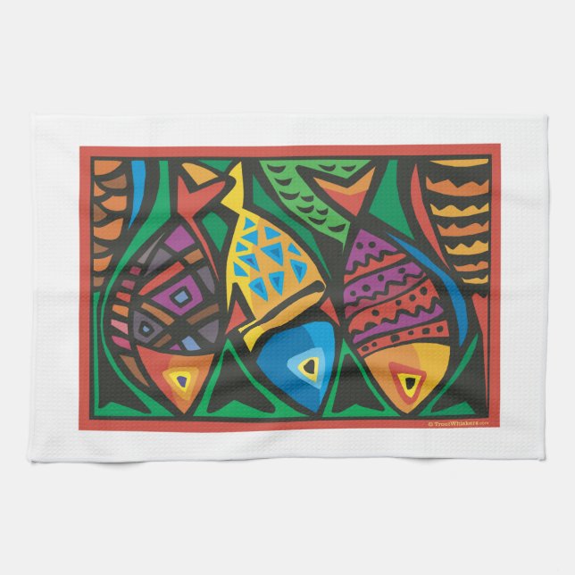 Abstract Fish Art Design Towel (Horizontal)