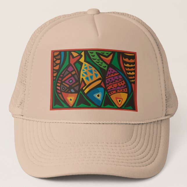 Abstract Fish Art Design Trucker Hat (Front)