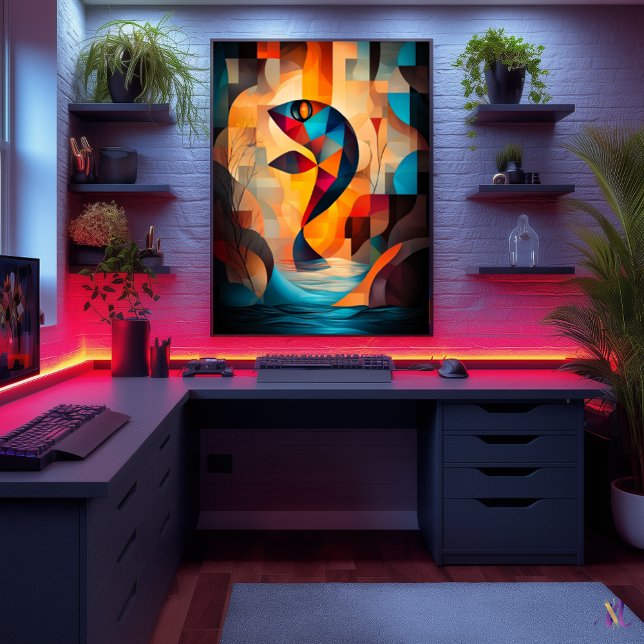 Abstract Fish Art - Geometric Nature Design in Vib Poster (Creator Uploaded)