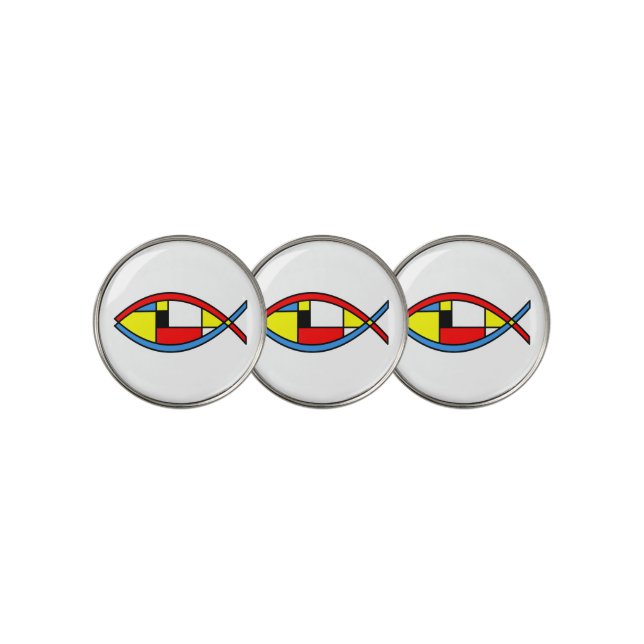 Abstract Fish Golf Ball Marker (3 Up)