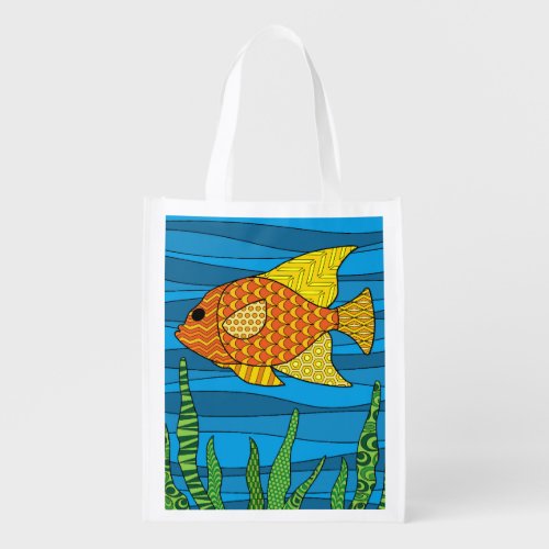 Abstract Fish Grocery Bag