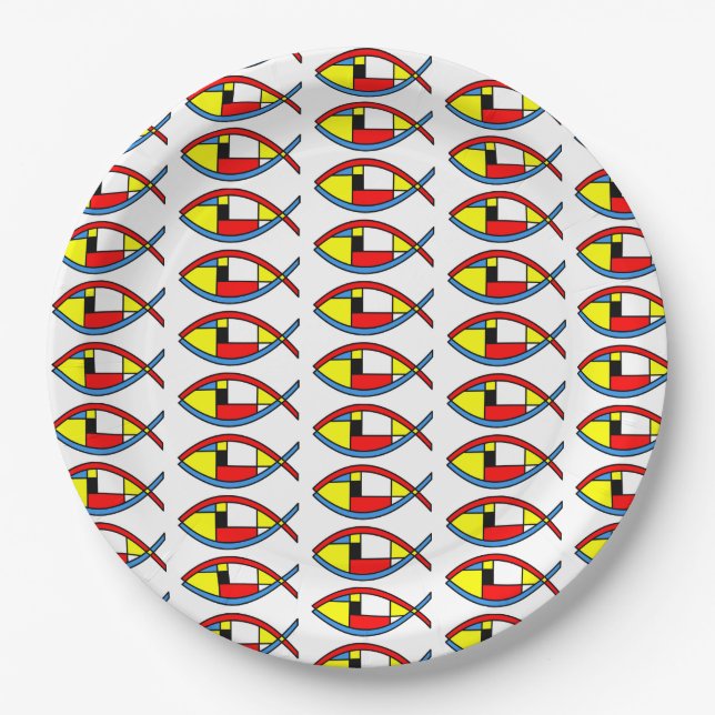 Abstract Fish Paper Plates (Front)